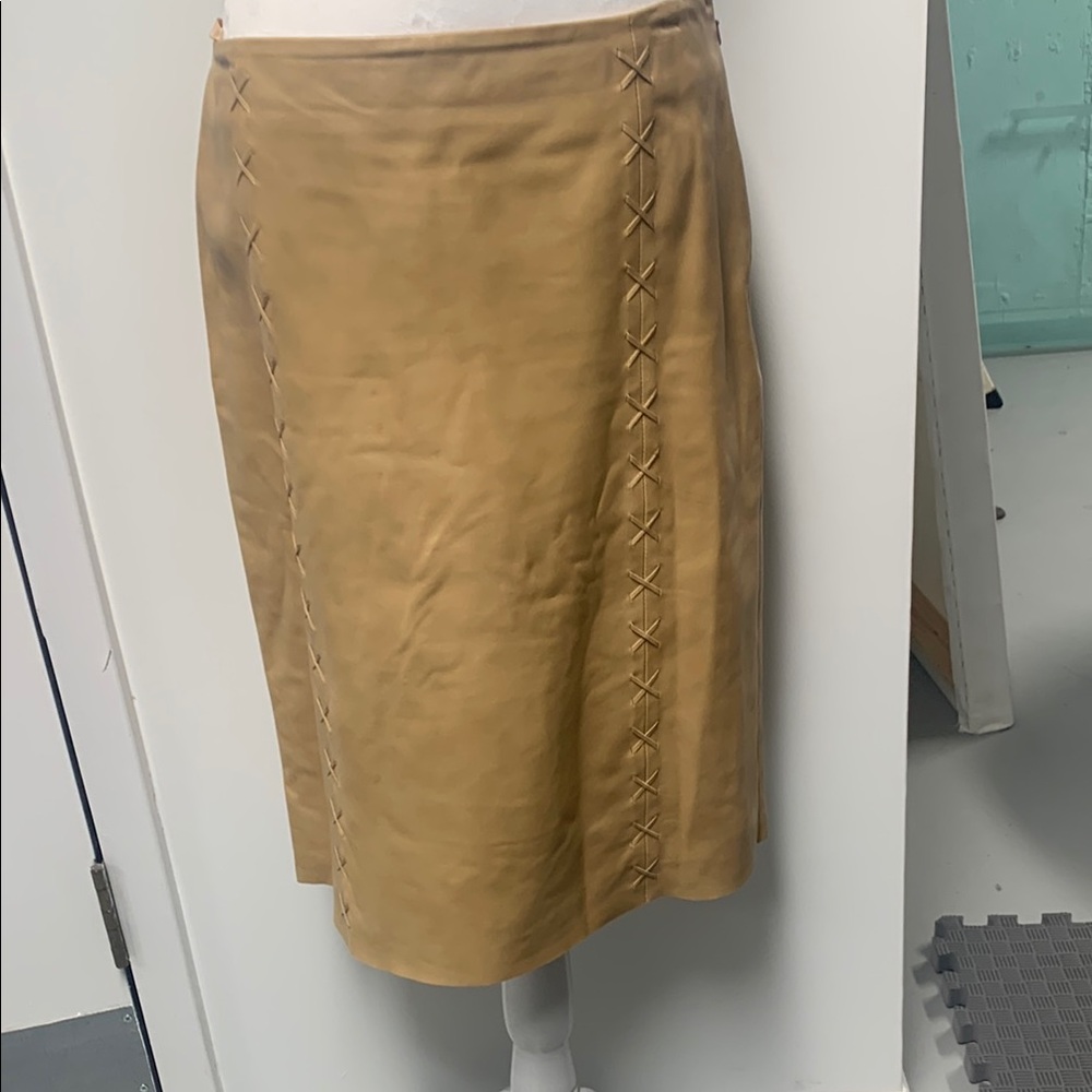 Tan Midi Wrap Pencil Skirt for Work
